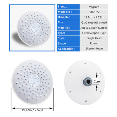 testa di doccia sopraelevata della testa/goccia di pioggia di doccia di piovosità di dimensione di 19CM con il connettore standard di 1/2» fornitore