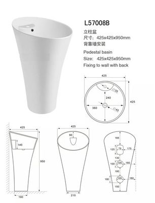 Il bagno di un pezzo rotondo peggiora ed il lavandino materiale di pietra artificiale del piedistallo di vanità fornitore